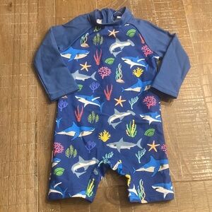 Kids Swim Shark Print Rash Guard Swimsuit 9M-12M NWOT